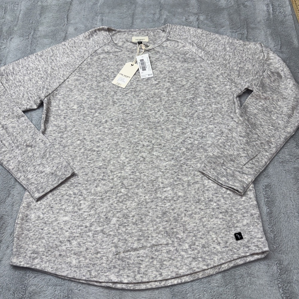 Civil Society‎ Burke Mens Tee Shirt Large Heather Oatmeal Long Sleeve NWT